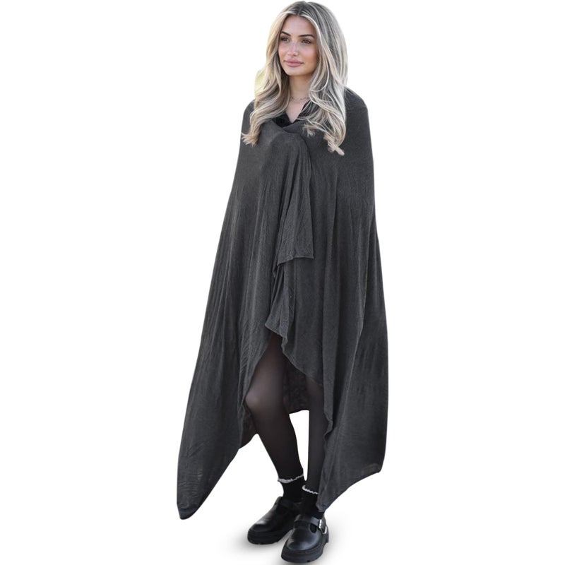 K E L O R Luxury Cooling Travel Blanket - Stretchy, Lightweight Soft & Breathable Shawl Wraps for Women | Easy-Care, Perfect for Travel, Airplane Blanket or Women Shawl(Grounded Gray, Single-Sided) - Image 1